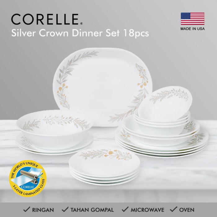 PROMO CORELLE SILVER CROWN DINNER SET / SET PIRING MAKAN BEST QUALITY