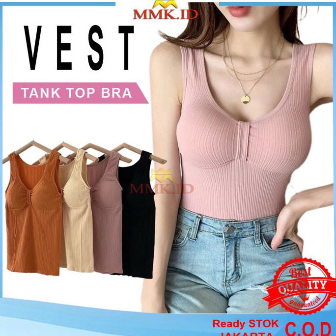 Terbaik.. Tank Top Bra Pakaian Dalaman Wanita TankTop Panjang dengan Busa