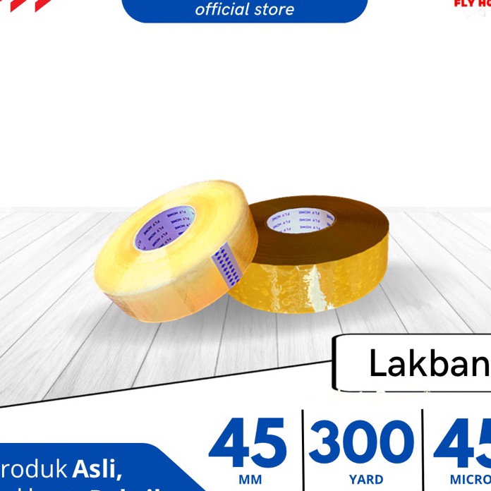 

(PB❤/E✓] FLYHOME Lakban bening coklat 300yard 2inci 45x300 yard 1rolls jumbo- amanahh.!