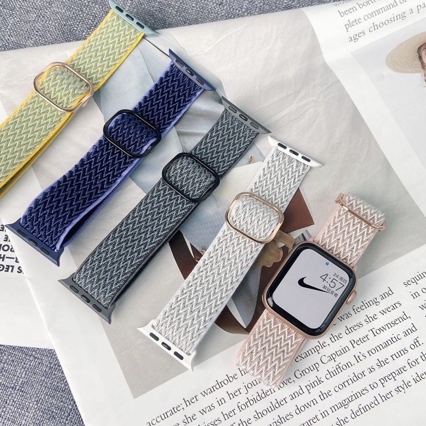 (H-G❤✔4> Nylon Strap for Apple Watch S7 6 SE 5 4 3 iWatch Smartwatch T55 T500 Replacement Soft Band 