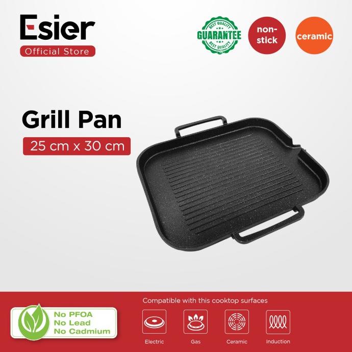 Esier Bbq Grill Pan - Pemanggang Daging Untuk Kompor Gas / Induksi