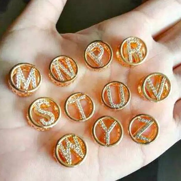Banyak dicarie3E8q Fifi Fashion Liontin huruf liontin alphabet  liontin inisial lapis emas 12#