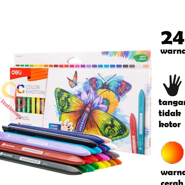 

[☞ P☀6L) Deli krayon plastik 24 warna anak sekolah plastic crayon - EC20020- siapp.dikirim..!