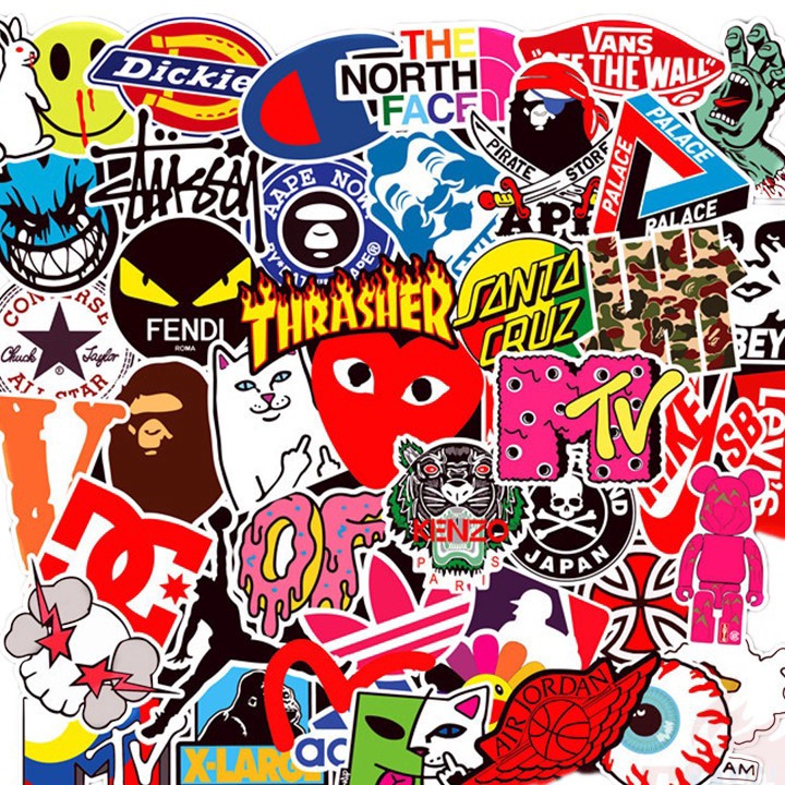 

[❦-3DI✉) 50 pcs STIKER LOGO hypebeast graffiti Sticker Vinyl Laptop Waterproof DIY HP motor helm mobil ipad tablet / paaling.laris..