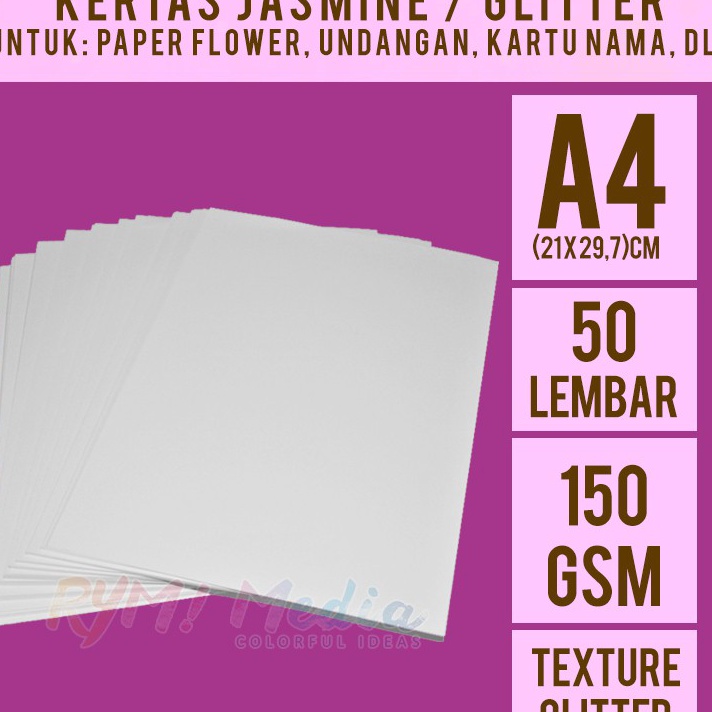 

[Y11㊖/N✯) Jasmine Putih Glitter 150 gsm A4 isi 50 lembar / Kertas Jasmin Paper Flower 150 gram- muurah..
