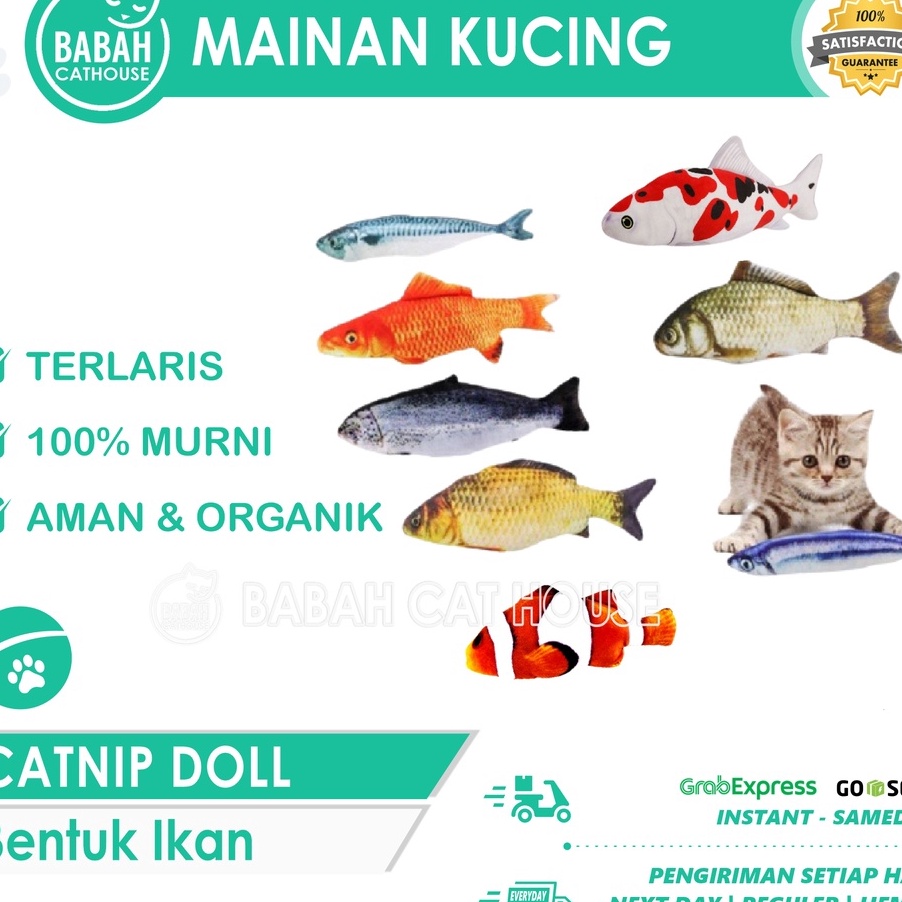 (➲-SMX✪] Boneka CATNIP IKAN Kucing Mainan Cat Nip Mint Toys Fish Bantal Gigitan Garuk Gigit Penenang