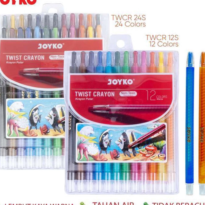 

(➲ X☑15A) Crayon Putar Titi Joyko 12 Warna/ trending.!