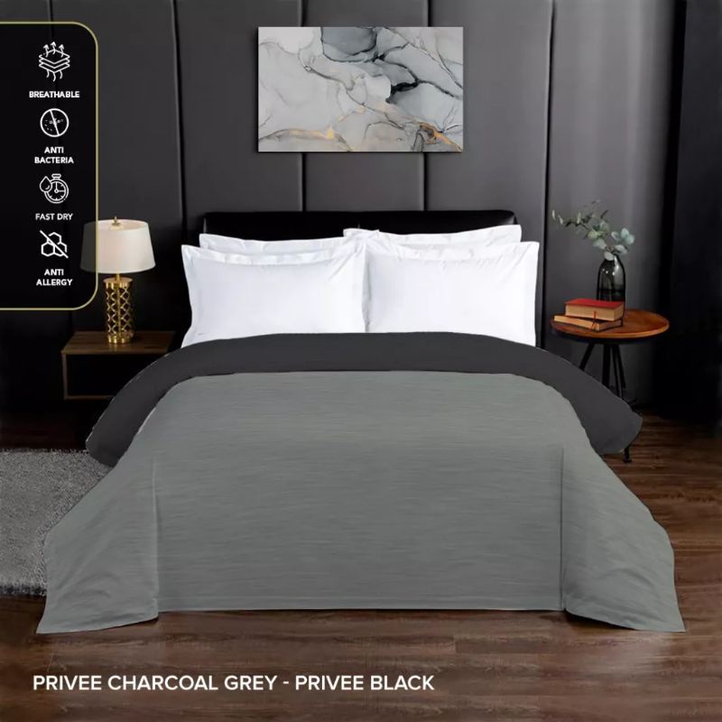 King Rabbit Reserve Bed Cover Single Motif Charcoal Grey