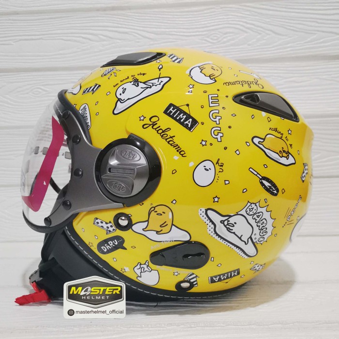 Helm Kyt Elsico #7 Black Matt Yellow Red Kyt Half Face
