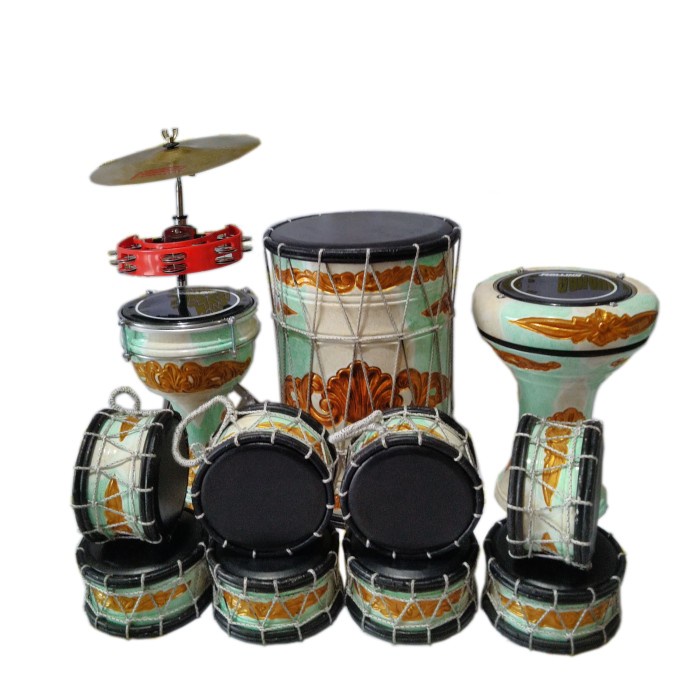 Terlaris Cyimbu Marawis 1 Set Lengkap 12 Alat Polos / Marawis Batik / Marawis Ukir