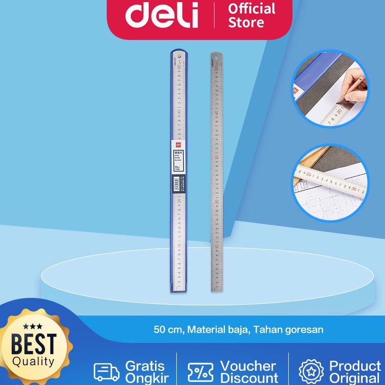 

OYU-74 Deli 8464 Drafting Ruler / Penggaris Steel 50cm NJW