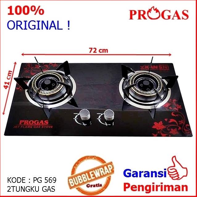 Kompor Kaca 2 Tungku Kompor Tanam 2 Tungku Progas Pg 569 Gas+Gas