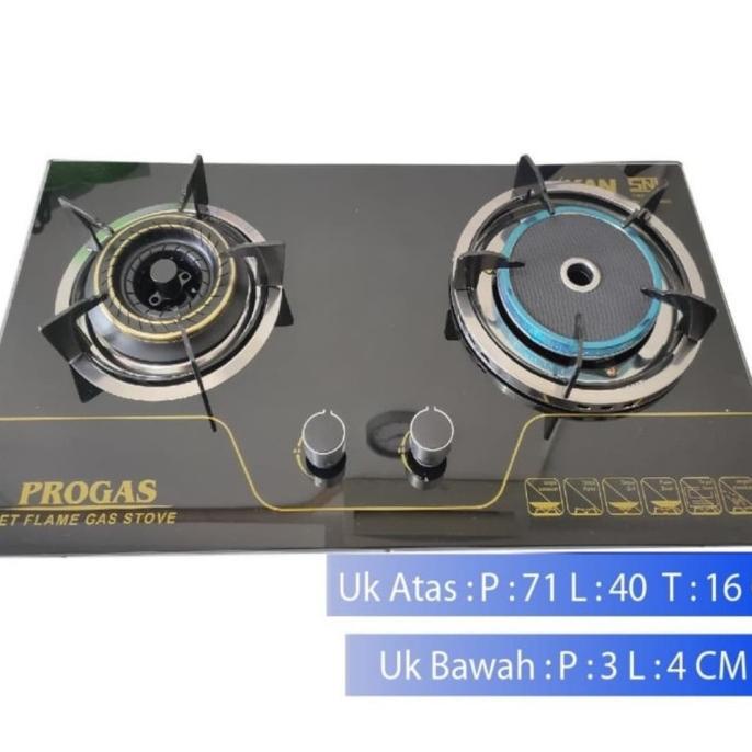 [ Progas ] Kompor Gas Kaca / Tanam Progas 2 Tungku - Mix Infrared