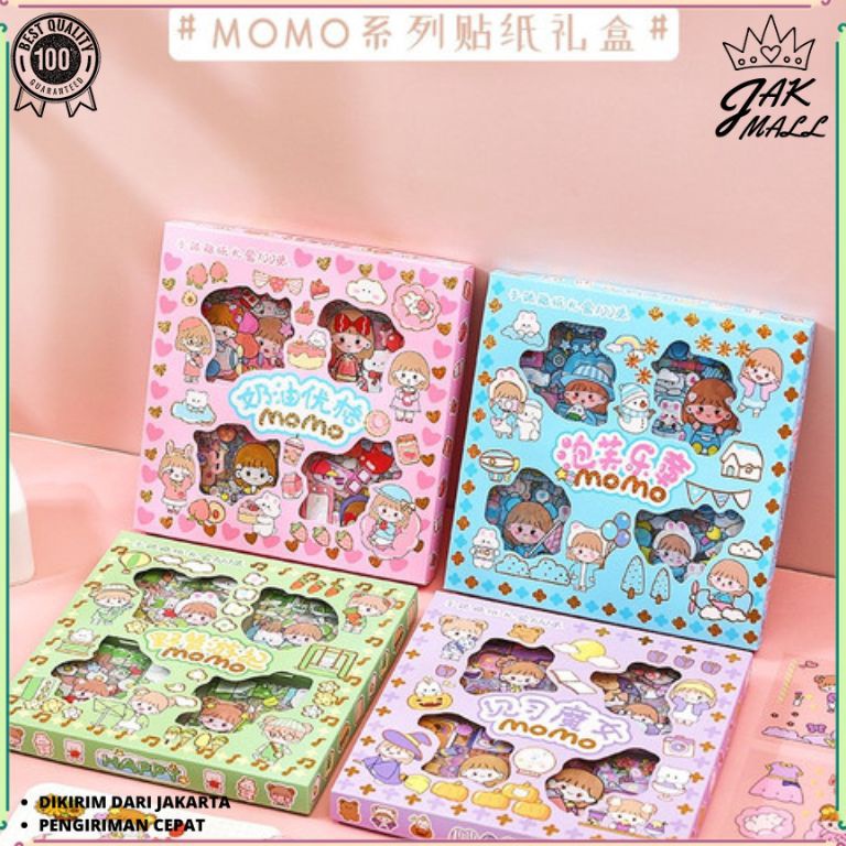 

Banyak Stok Stiker 100 Lembar Sticker 2D Momo Motif Kartun Korea Lucu Anti Air JM VWV