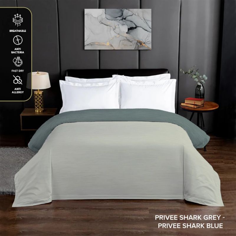 King Rabbit Reserve Bed Cover Double Motif Shark Grey