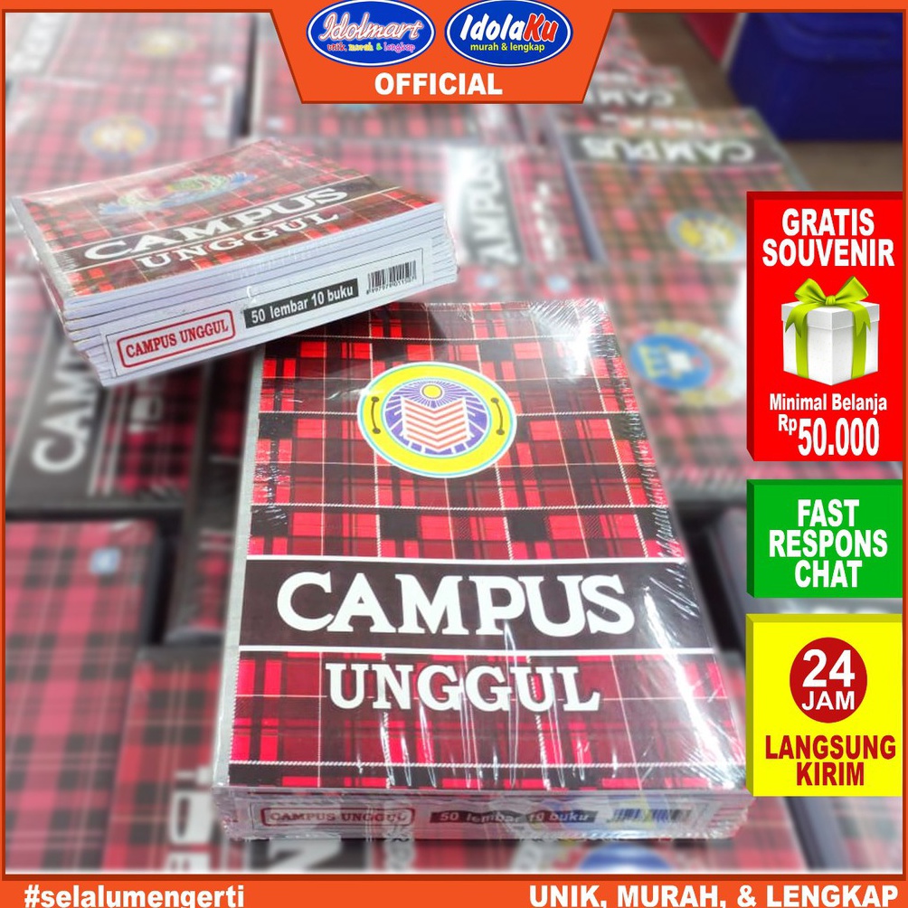 

Stok Baru IDOLMART Buku Tulis Campus Unggul isi 50 Lembar Buku Tulis Sekolah Boxy 212
