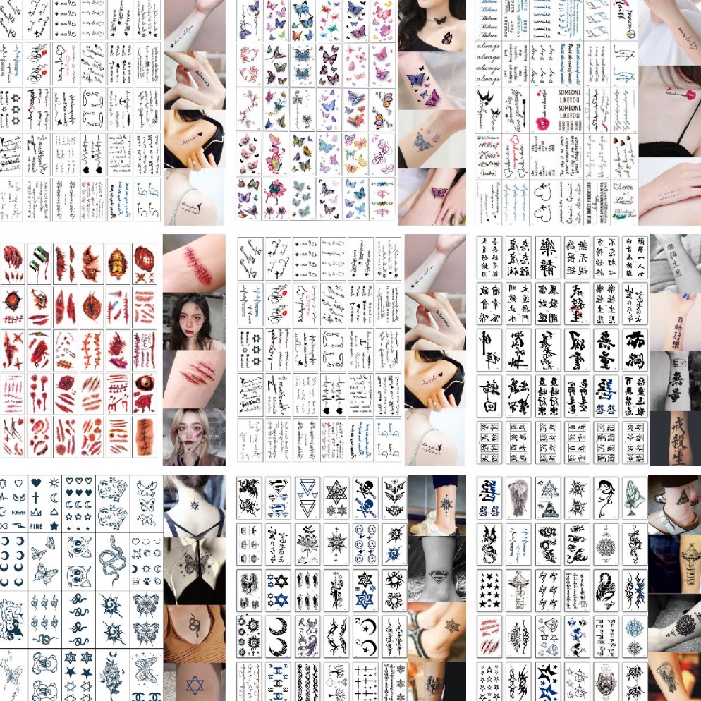 Pro SellerRr8R2 Paket Grosir Termurah 420 Pcs Tato Aesthetic Lucu Berwarna - Tatto Temporer motif ke