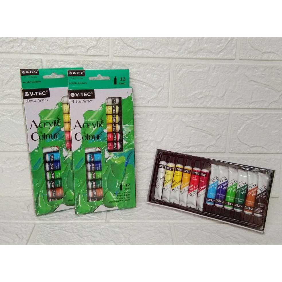 

2.2 Promo Brand Cat Acrylic / Cat air Akrilik Berkualitas V-TEC 12 Warna 6ml