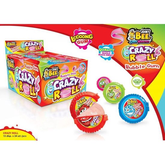 

Permen Karet Crazy Rollz - Permen Karet Jadul - Permen Karet Roll 1 Box