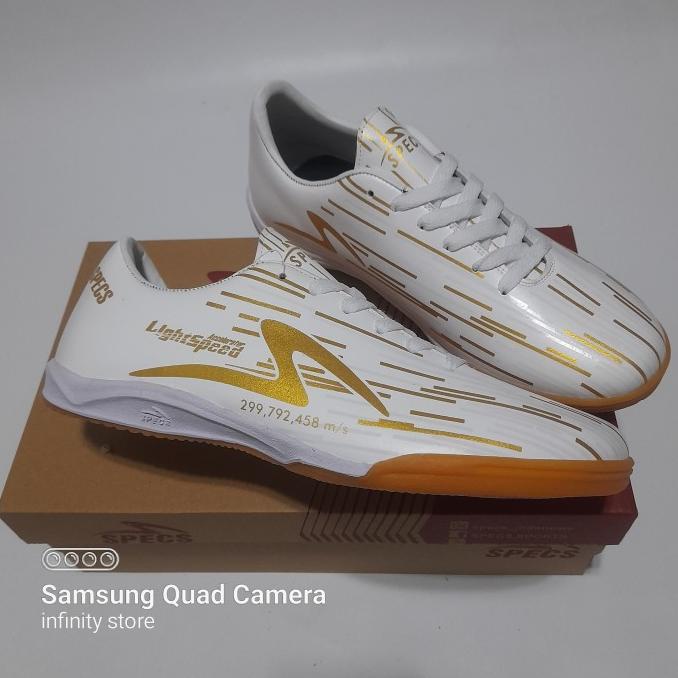 COD sepatu futsal specs lightspeed reborn warna putih gold