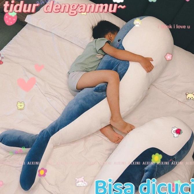 AIXINI 120 Cm Raksasa Paus Baru Mainan Mewah Besar Boneka Lembut