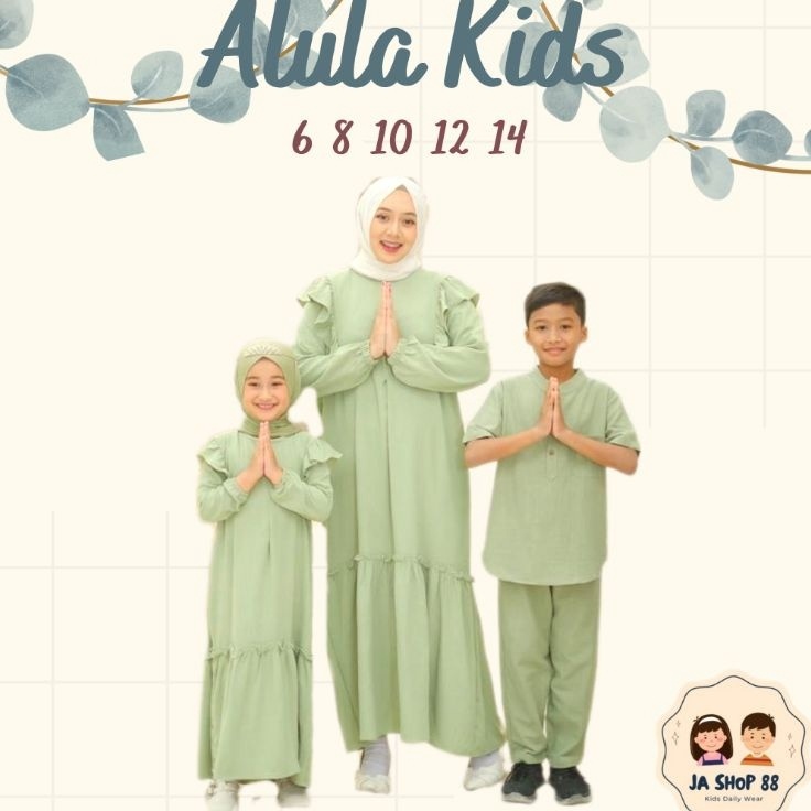 BestSeller GAMIS COUPLE IBU DAN ANAK CEWEK COWOK HIJAU SAGE MINT RAYON KRINGKEL KOKO ANAK LAKI WARNA