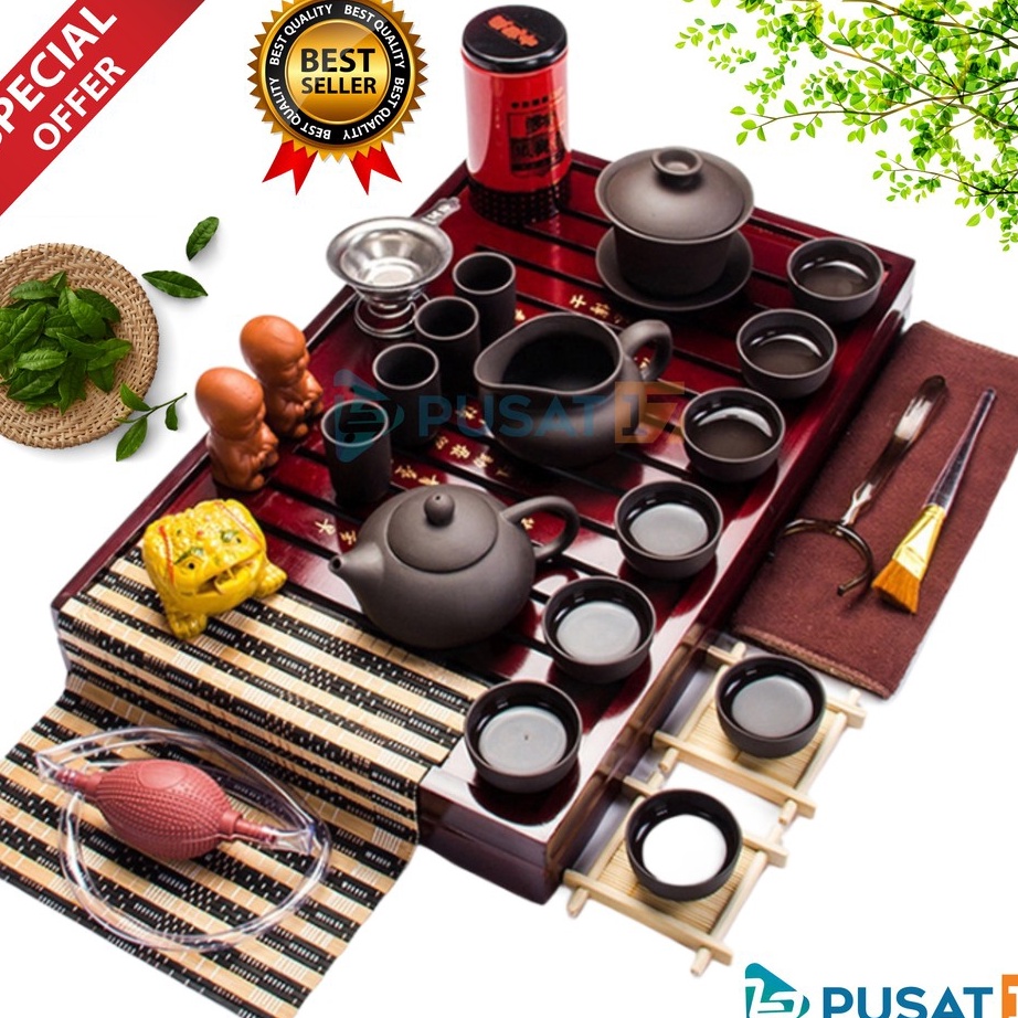 Diskon Promo CHINESE TEA POT SET COMPLET C01 / CHINESE TEA TRAY POT SET  / MEJA TEH CHINA SET KAYU/ 