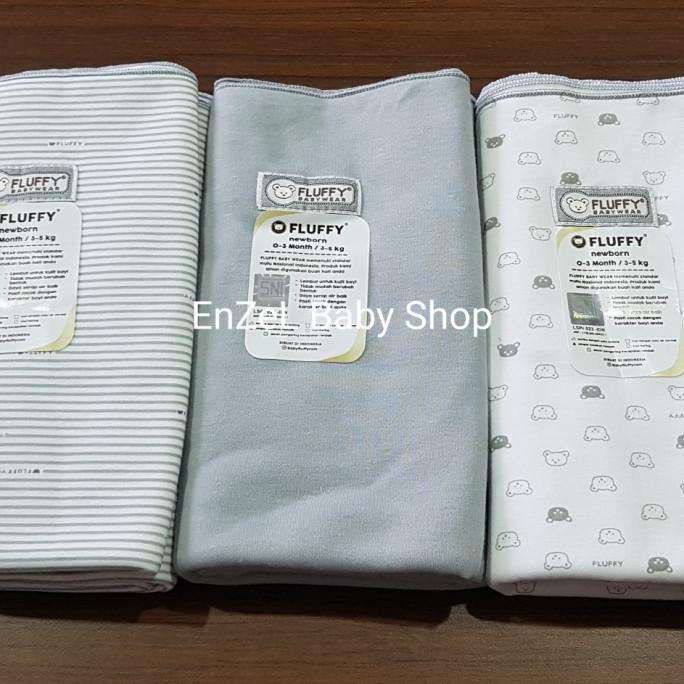Bedong Bayi Seri Abu / Grey 3Pcs / Bedong Baby Fluffy / Sni