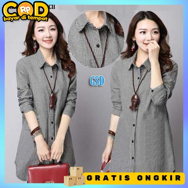 Dress Tunic Korean Style Yunik Pesta Kondangan Baju Atasn Tuni Formal Tunuk Wanita Dewasa Longtunik 