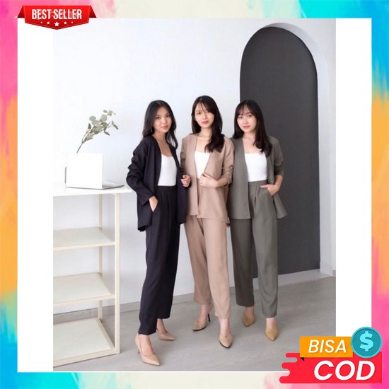 Blazer Set Wanita Korea Style Blezeran Cewek Korea Remaja Kekinian Setelan Blezer Perempuan Import T