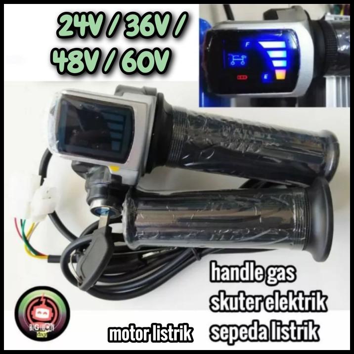 HANDLE GAS SEPEDA LISTRIK INDIKATOR BATERAI + KUNCI KONTAK THROTTLE