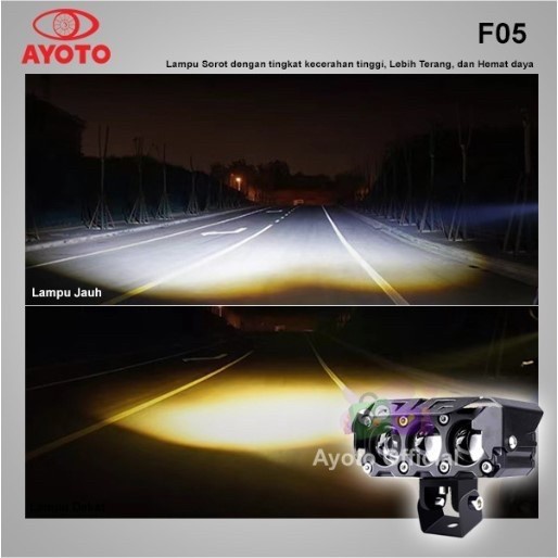 Lampu Tembak Lampu Sorot Motor Mobil Ayoto F05 3 Mata Original GARANSI very nice