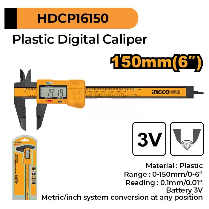 FREE ONGKIR PLASTIC DIGITAL CALIPER INGCO HDCP16150 - SIGMAT DIGITAL PLASTIK FREE ONGKIR