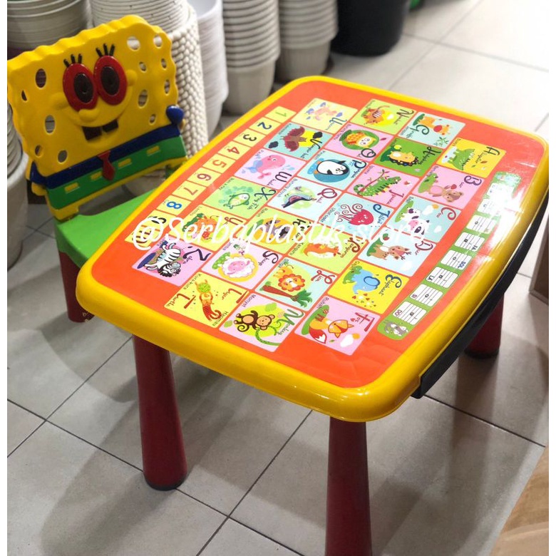 Meja belajar anak set spongebob / kursi belajar anak / meja belajar anak PAUD / set meja belajar luc