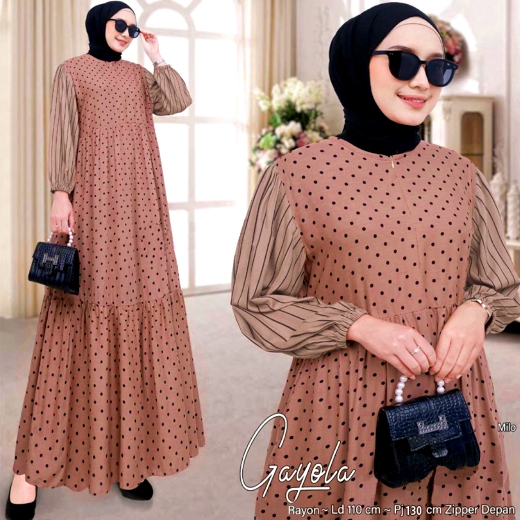 One Set Wanita Nature Korean Vintage Kemeja Crop & Rok Midi Plisket Awr Gayola Gamis Wanita Terbaru 
