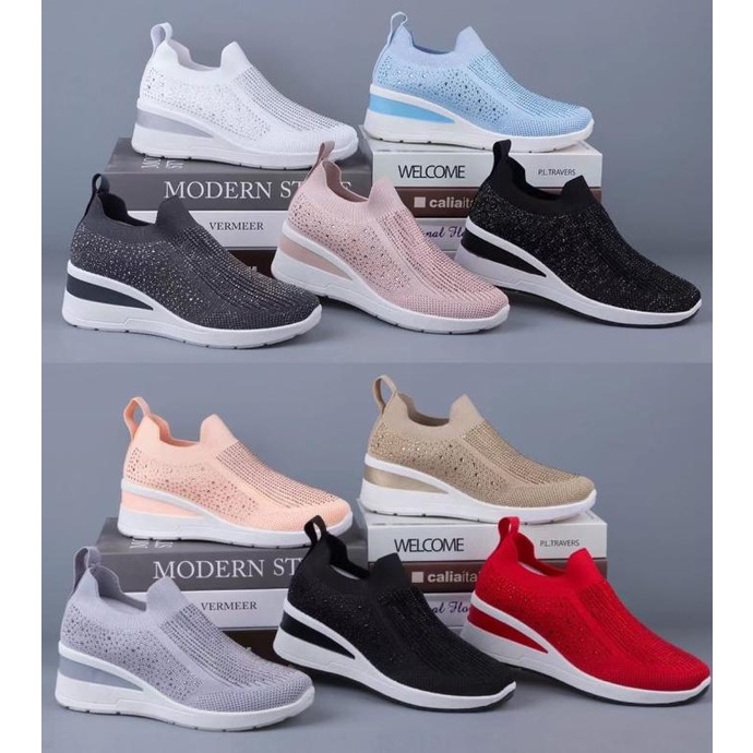 sepatu sneakers wanita tanpa tali fashion korea casual sport shoes 806