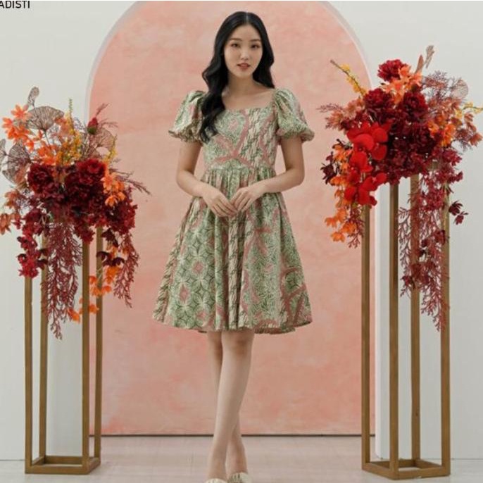 Evercloth Adisti Dress Batik Wanita Sabrina Dress Wanita Batik Modern