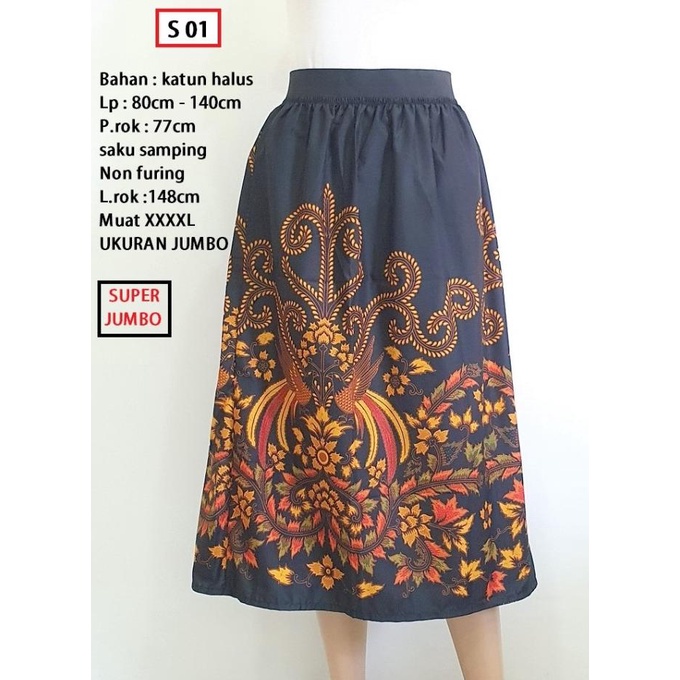 ROK KLOK BATIK SUPER JUMBO 7/8 ROK BATIK JUMBO TANIA
