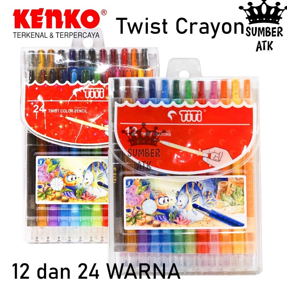 

Termurah Crayon Twist Kenko TITI 12 dan 24 COLOR TWIST CRAYON (PVC BAG)