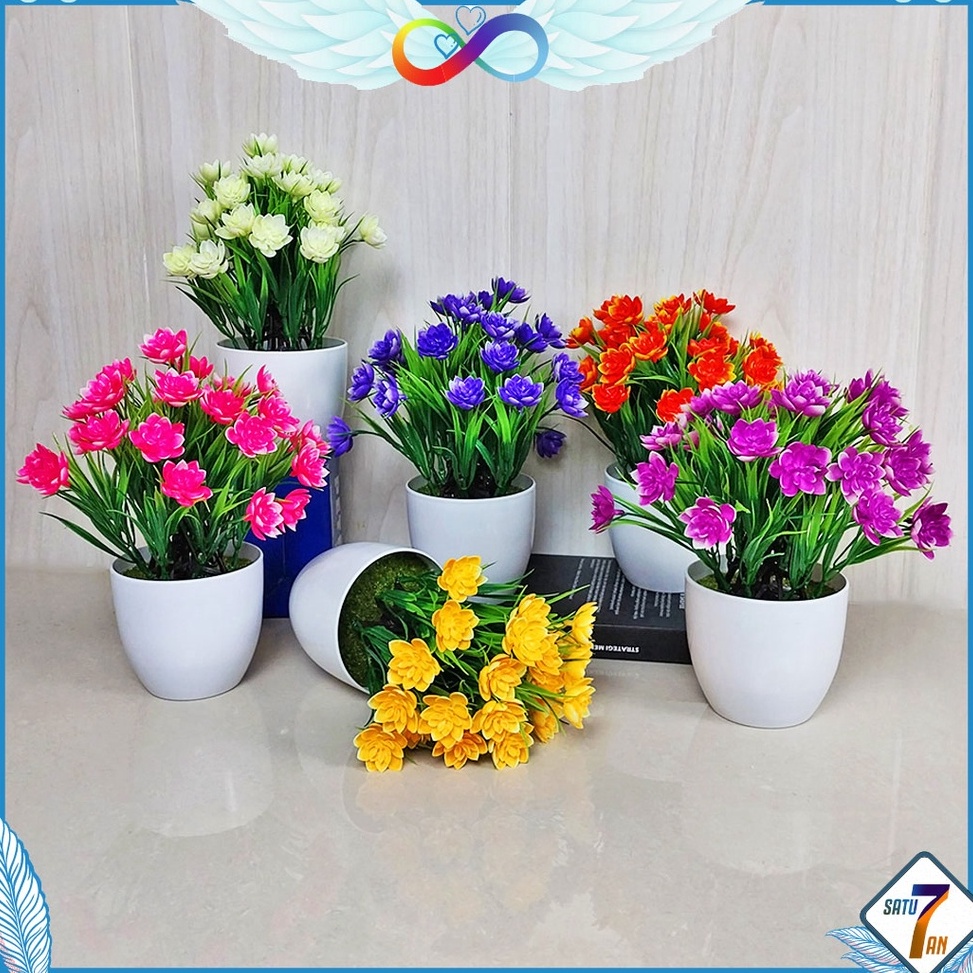 47 Satu7an PBP23 Tanaman Bunga Plastik Tanaman Hias Bunga Kamelia Ornamen Bonsai Pot Bunga Hias Arti