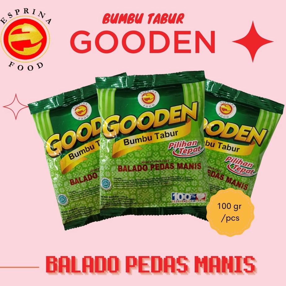 

Terlaku. Bumbu Tabur - GOODEN - Rasa BALADO PEDAS MANIS - BALADO PEDAS MANIS - Kemasan 100 gram