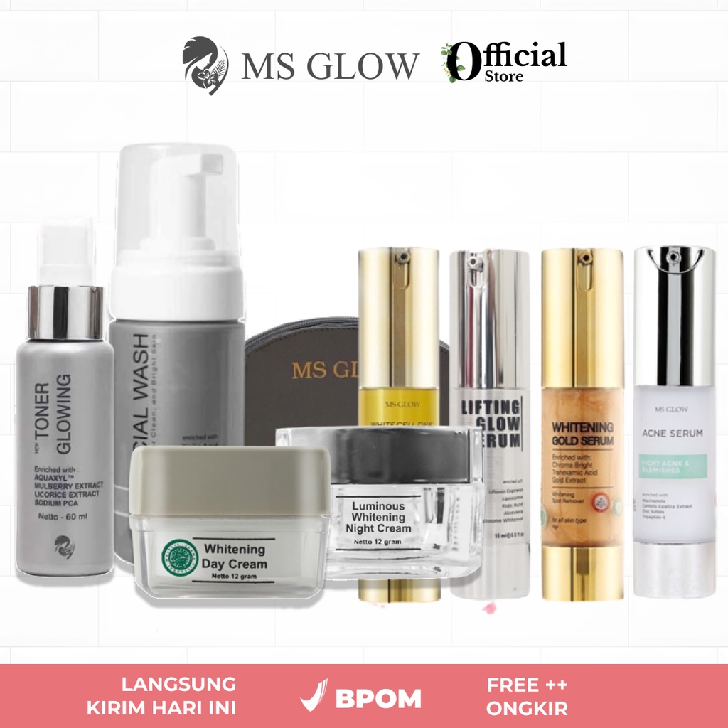 MS Glow Beauty PAKET WAJAH Skincare 1 Set Lengkap isi 5 Gratis Ongkir & COD