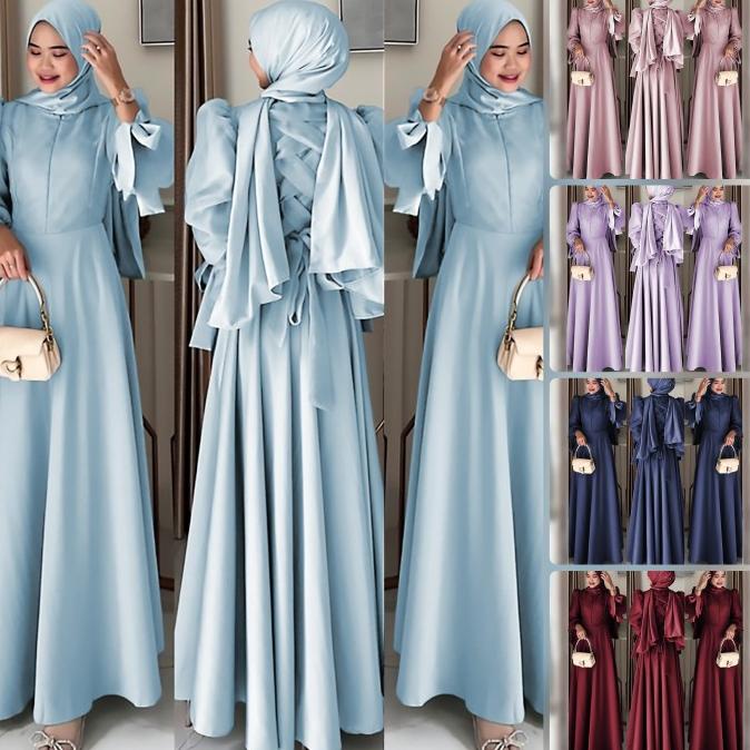 DRESS MAXI SATIN TATIANA GAMIS VELVET SATIN ORGANZA BUSUI PESTA MUSLIM RARARAMADANI7