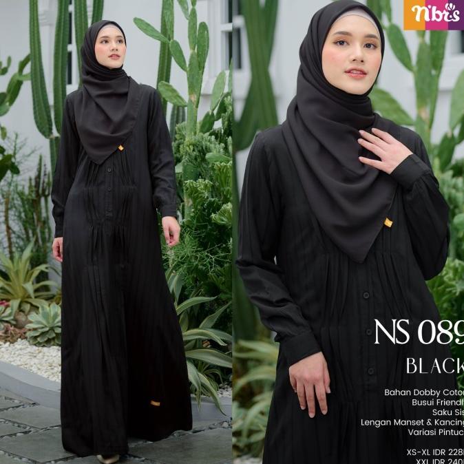 GAMIS NIBRAS NS 89 WARNA BLACK HITAM POLOS BAJU HAJI UMROH BRANDED ORI RARARAMADANI7