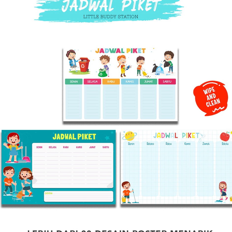 

✶Murah Banget⁎➙ Poster Anak Jadwal Piket Kelas Uk. A3+ Wipe and Clean I58