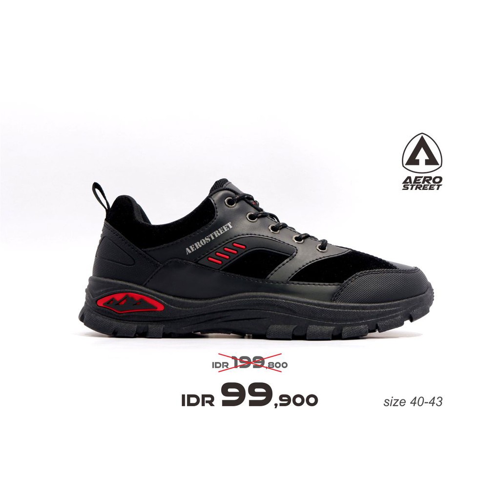 Aerostreet 40-43 Ormond Hitam  - Sepatu Sneakers Outdoor Pria Wanita Aero Street 21AA08