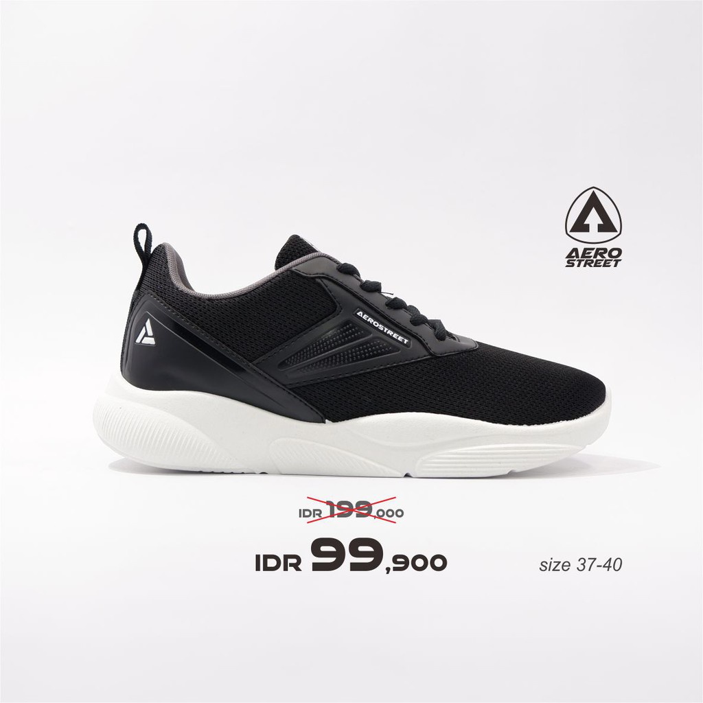 Aerostreet 37-40 Audrey Hitam Abu - Sepatu Sneakers Casual Sekolah Pria Wanita Aero Street