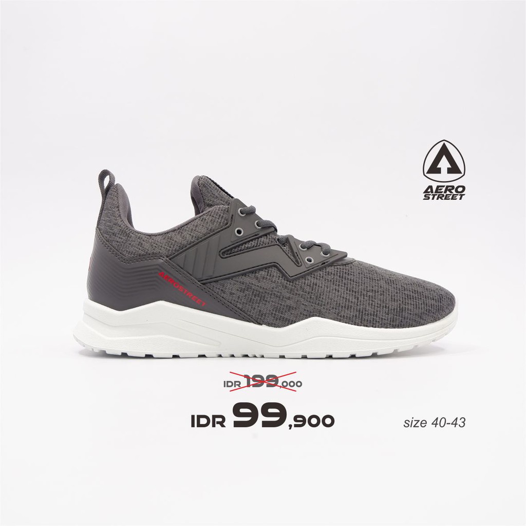 Aerostreet 40-43 Alpha Abu Tua - Sepatu Sneakers Casual Sport Sekolah Pria Wanita Aero Street