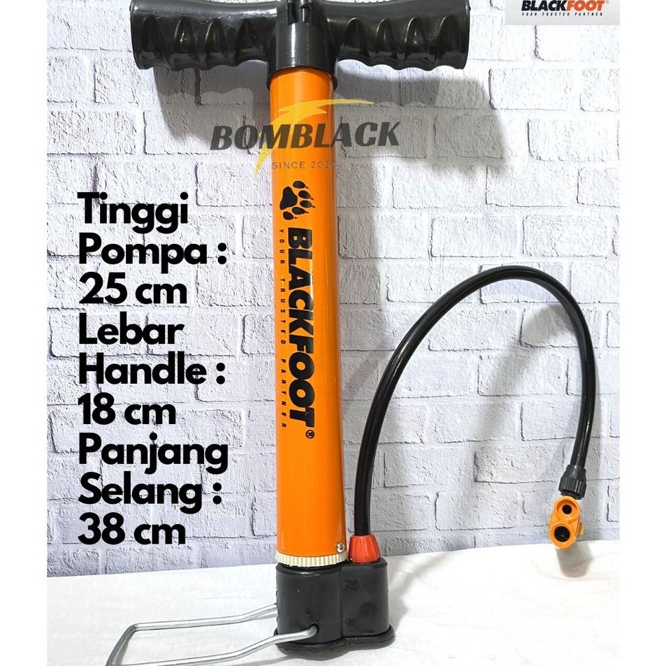 ￣Ibw BLACKFOOT Pompa Ban Sepeda Mini PENDEK Angin Manual Pompa Motor Bola Kompa Ban l Kualitas Premi