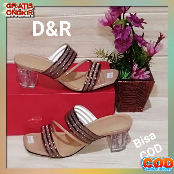 Selop Heels Kaca 3Cm Heels Pesta Fa And Co Heels Wanita Kekinian Sendal Hils Hak Tahu Hels Kaca Impo